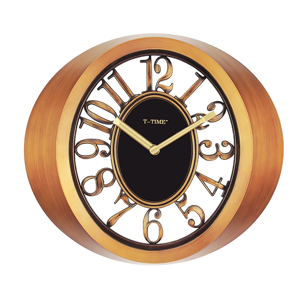 Retro Luxurious Oval Wall Clock with Creative Hollow-out Arabic Numbers window image