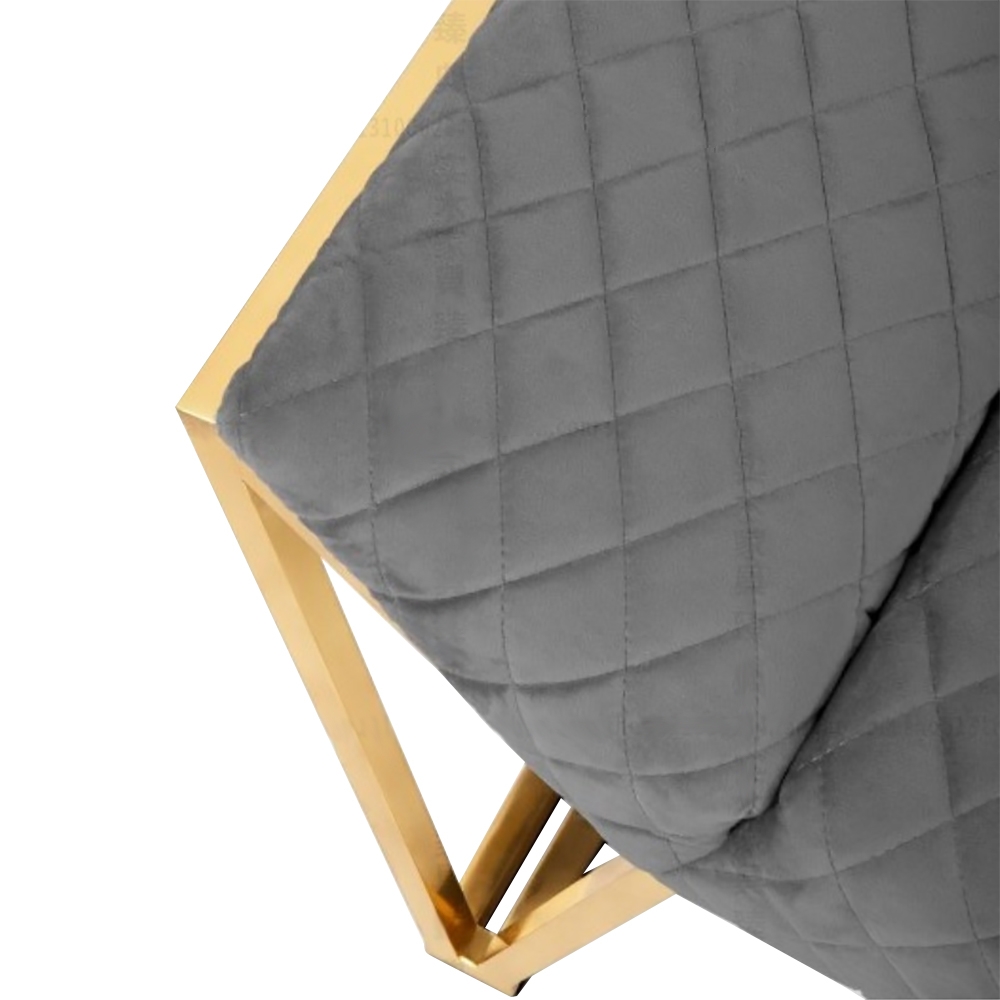 Gray Velvet Upholstered Bench Mid-Century Bench window image