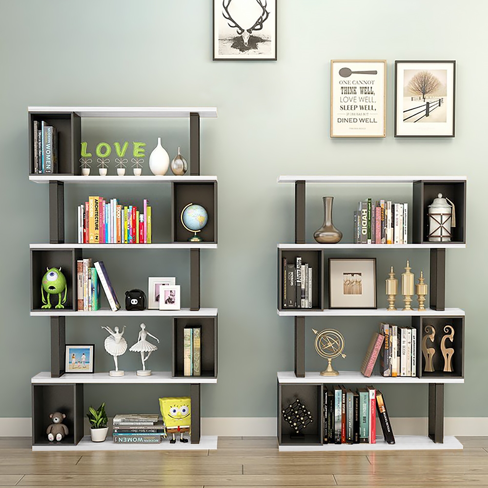 Hedendaagse geometrische boekenplank displayrekken in staal Vensterafbeelding