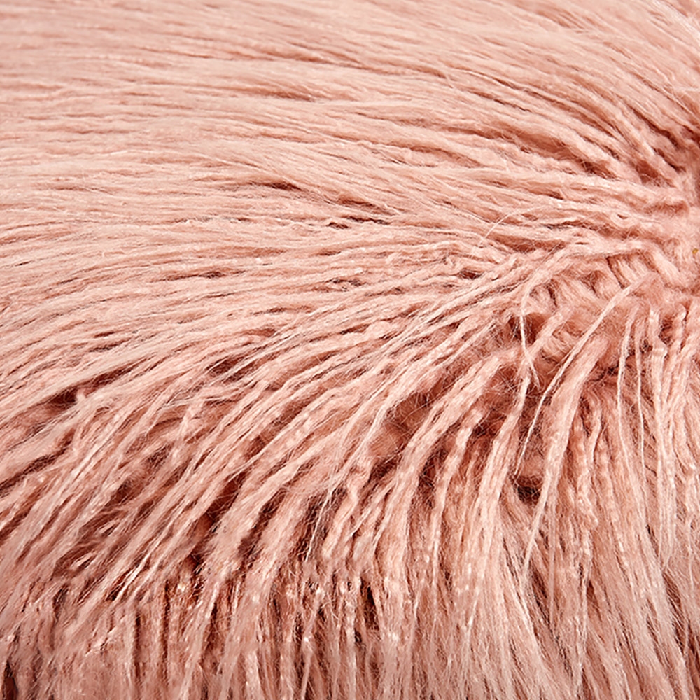 Puffy Round Faux Fur Upholstered Ottoman Stool