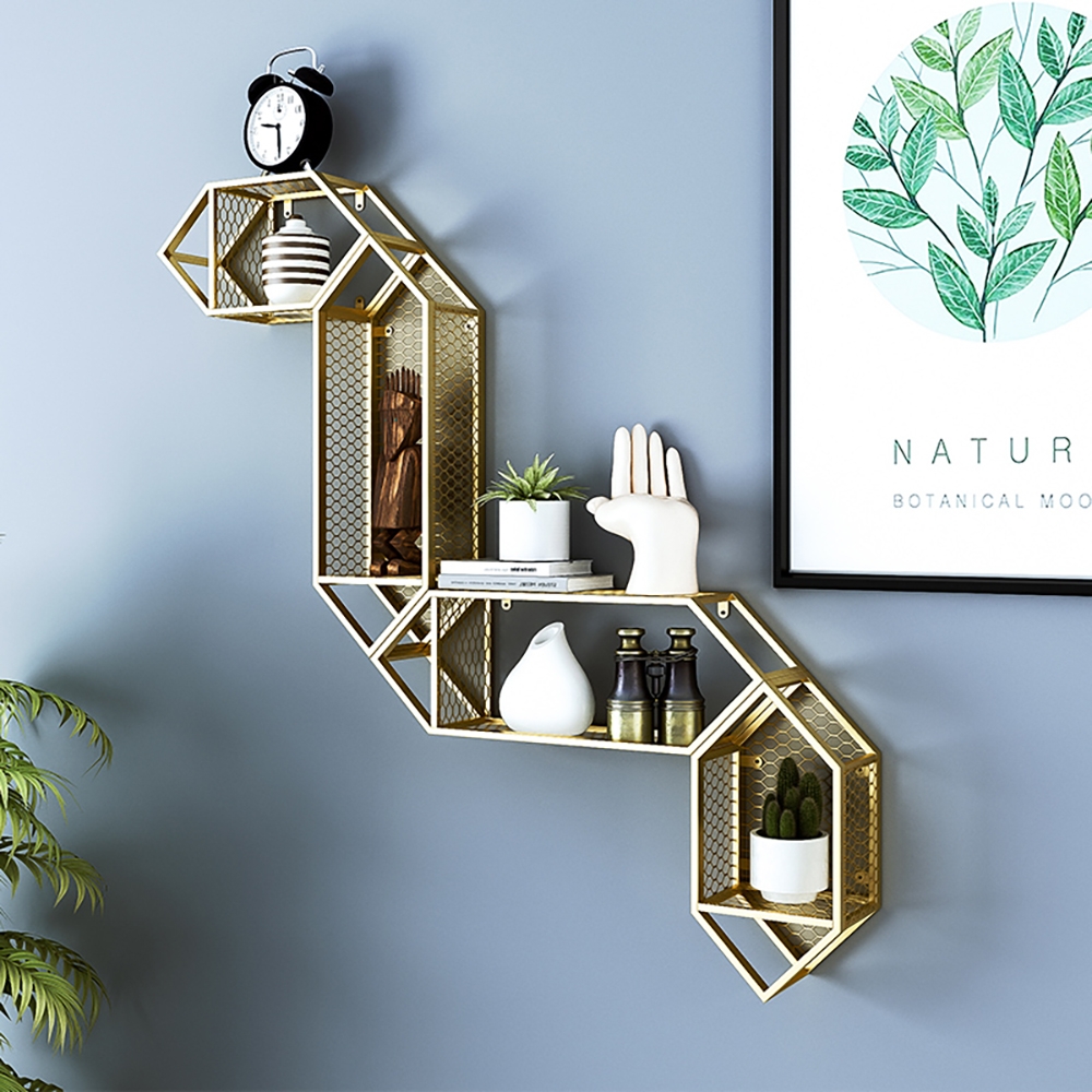 Geometrical Floating Shelves Wall Display Shelves window image