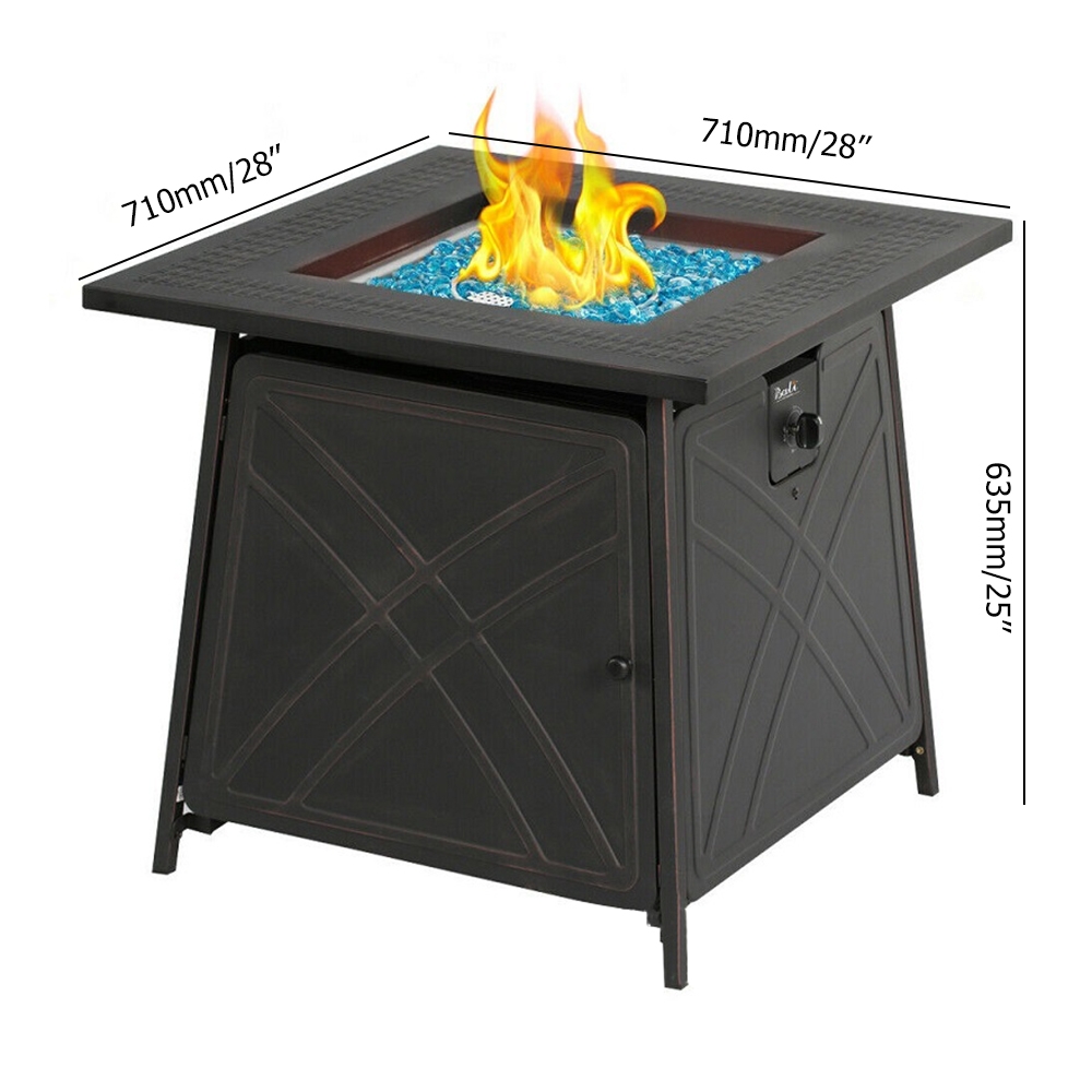 28" Outdoor Steel Propane Fire Pit Square Dining Table window image