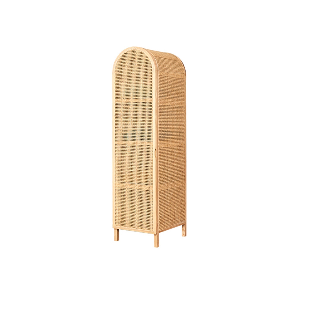 1900mm Nordic Natural Closet Arc Top Woven Rattan Clothes Cabinet window image
