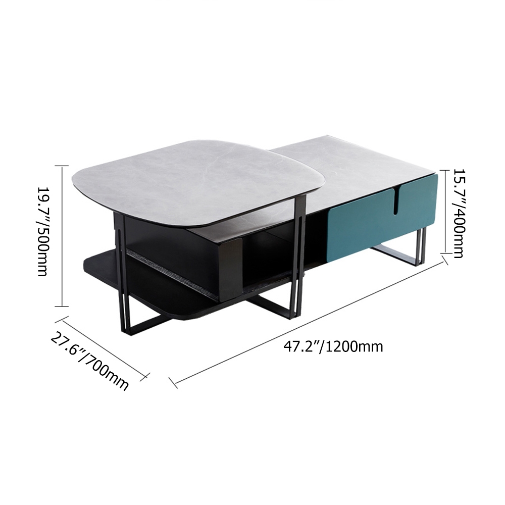 Nesting Coffee Table with Tempered Glass & Pine Wood Frame Accent Extendable Table window image