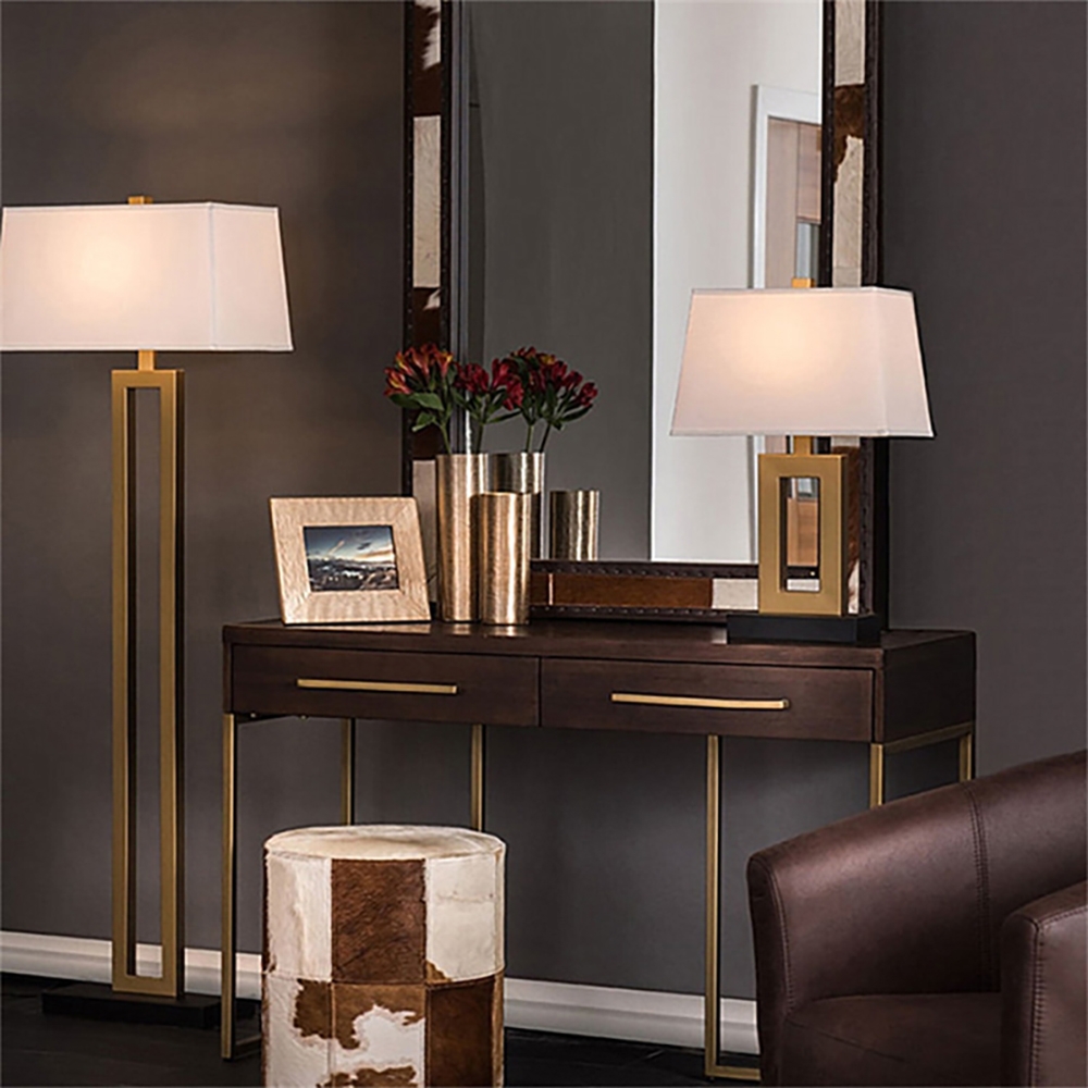 Walnut Modern Wooden Desk with Drawers Pine Wood Top & Metal Frame window image