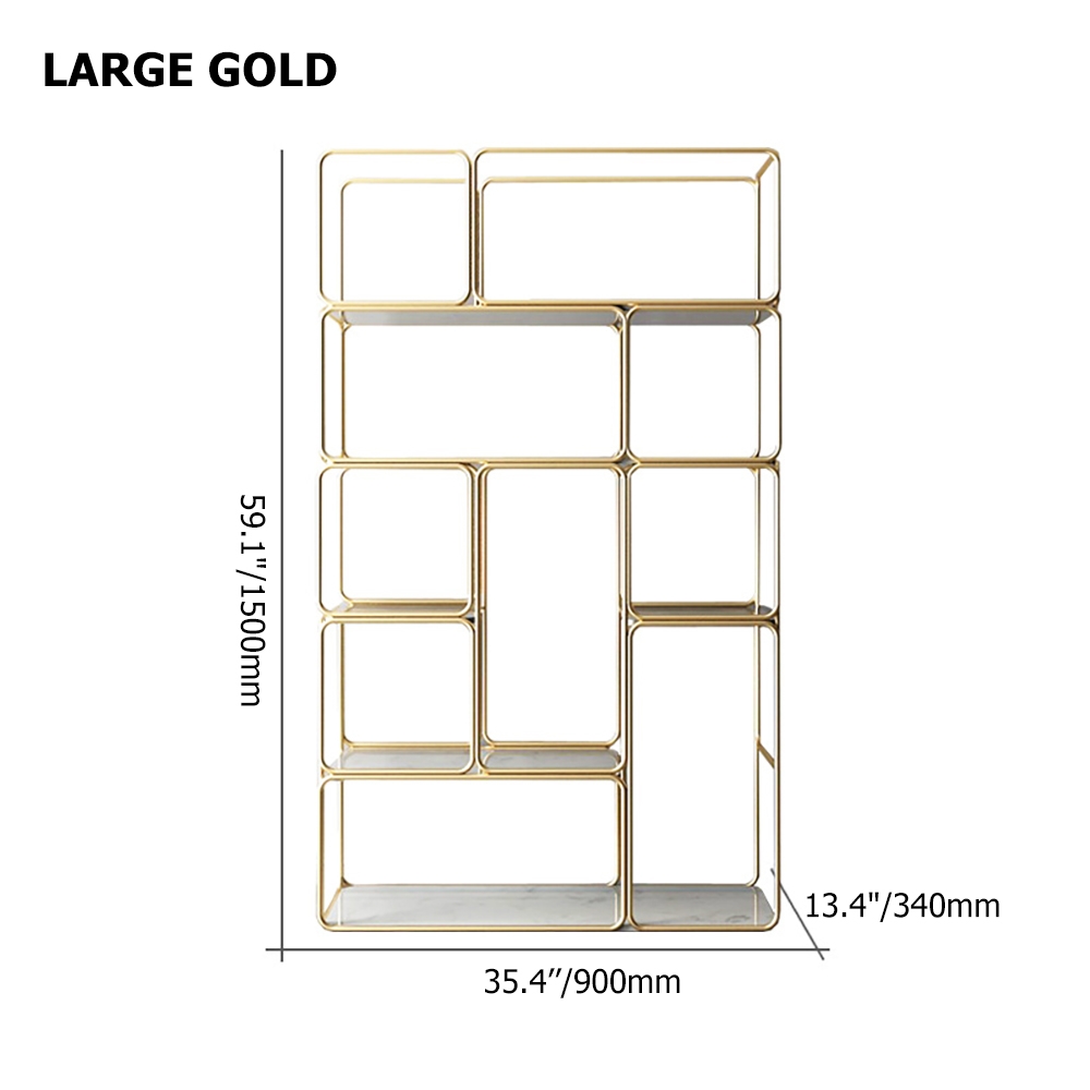 Modern 5-Tiered Etagere Bookshelf in Gold & White window image