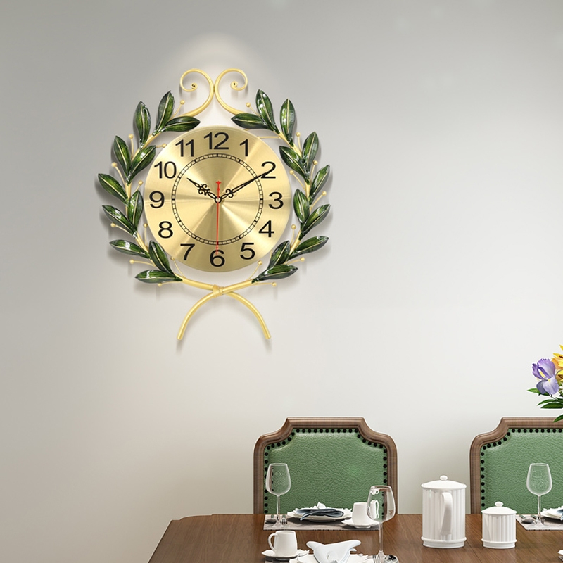 Artistic Fashion Olive Branches Leaves Wall Clock Home Decor window image