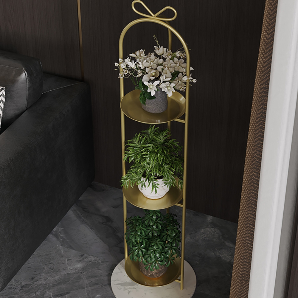 49.2" 3-Tier Round Metal Plant Stand Gold Flower Stand window image