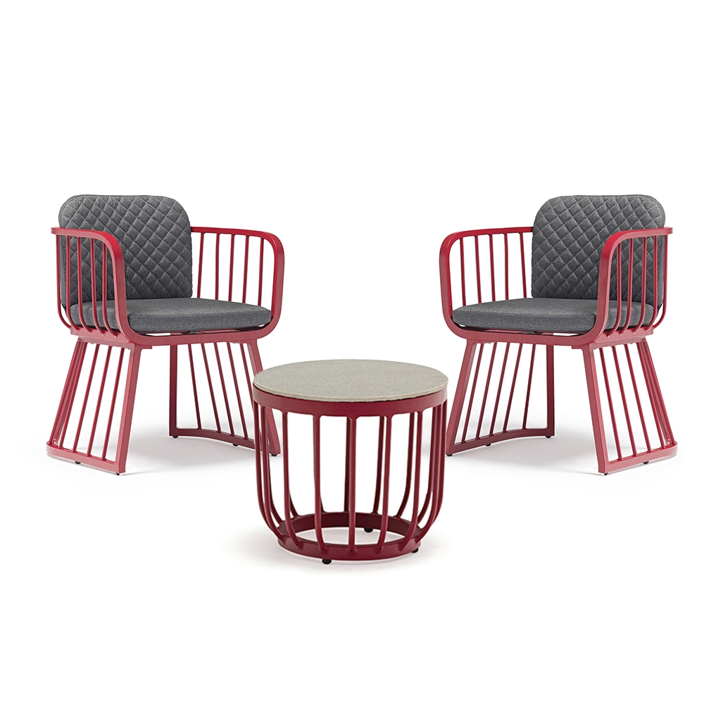 3-Pieces Patio Bistro Set with Two Armchairs and One End Table window image