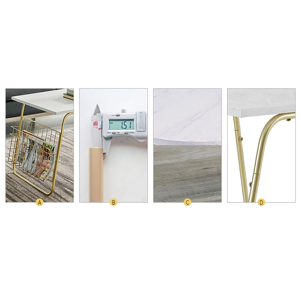 Modern White Coffee Table with Storage in MDF Top & Metal Frame window image