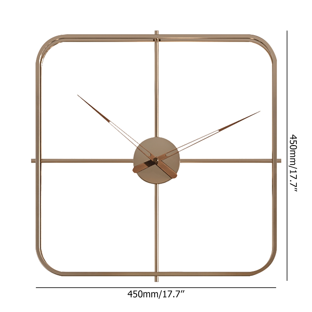 17.7" Modern Minimalist Classic Square Design Fashion Gold Silent Wall Clock window image