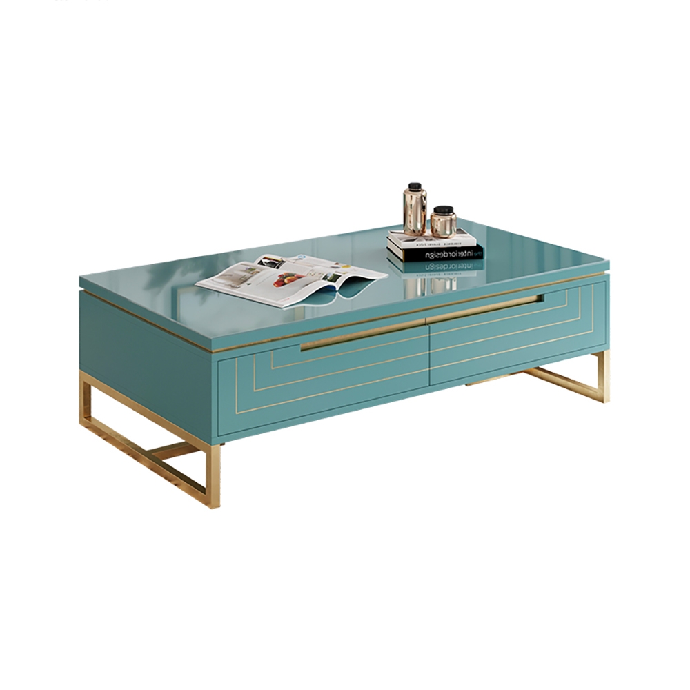 Rectangle Modern Coffee Table with Drawers in Green window image