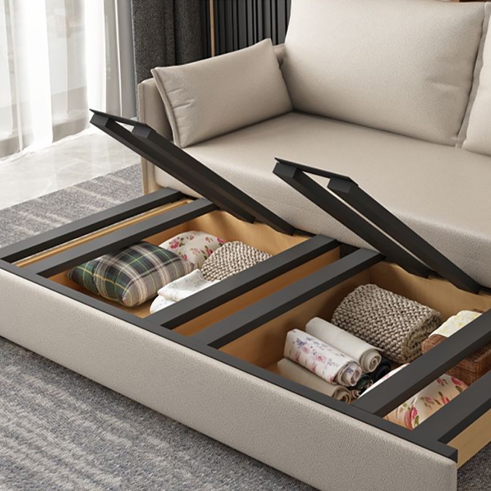 Convertible Sofa 77.2" Full Sleeper Sofa Leath-aire Upholstered Storage Sofa window image