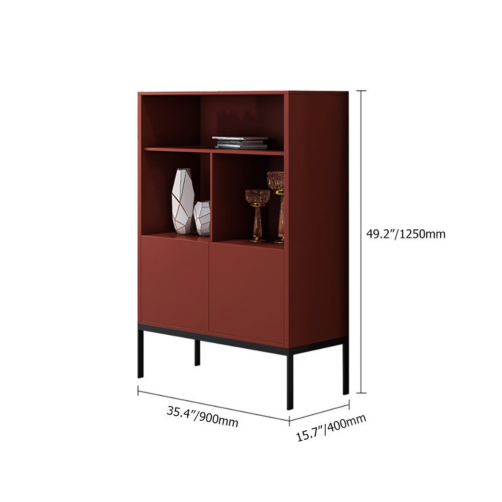 Italian Cabinet Red 2-Door & 1-Shelf Accent Storage Cabinet window image
