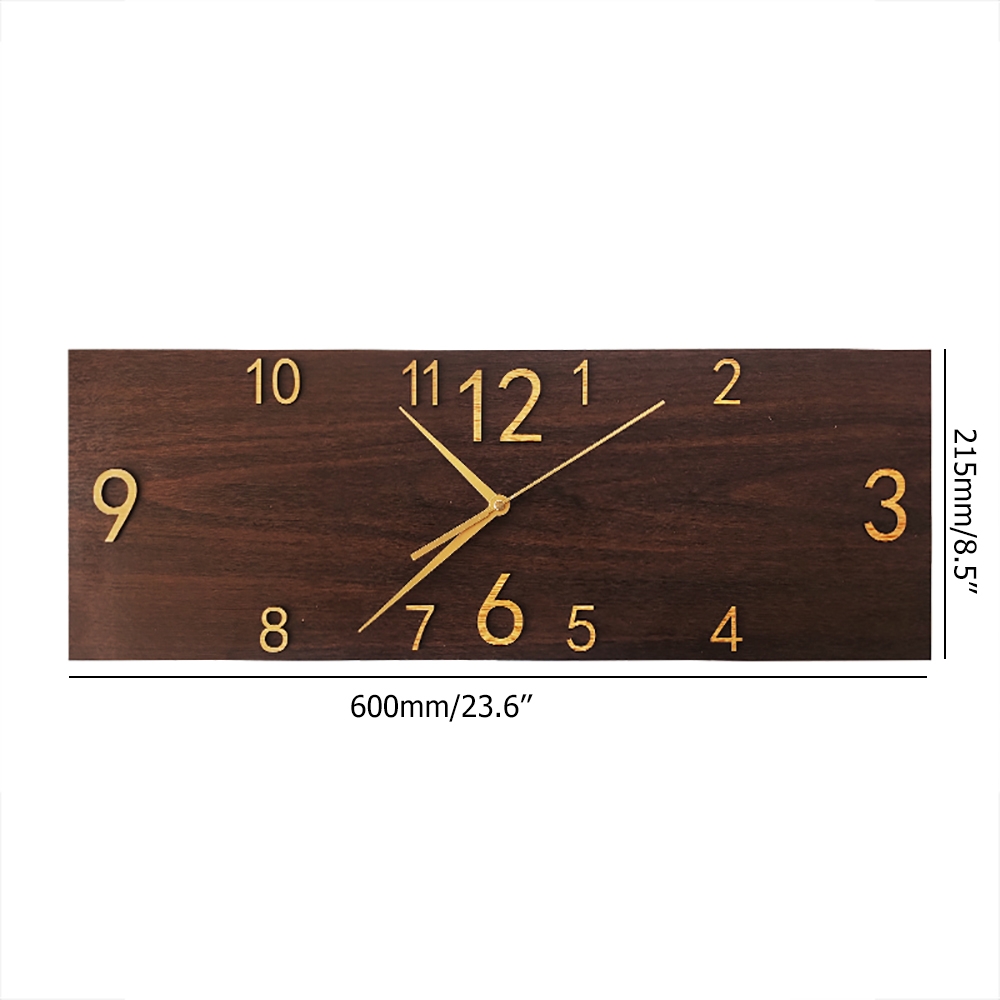 Retro Wooden Texture Rectangular Dial Personality Decorative Artistic Wall Clock window image