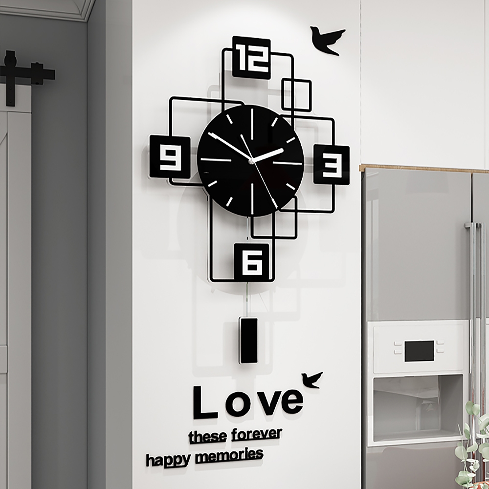 Large Black & White Creative Decorative Mute Wall Clock Nordic Modern ...