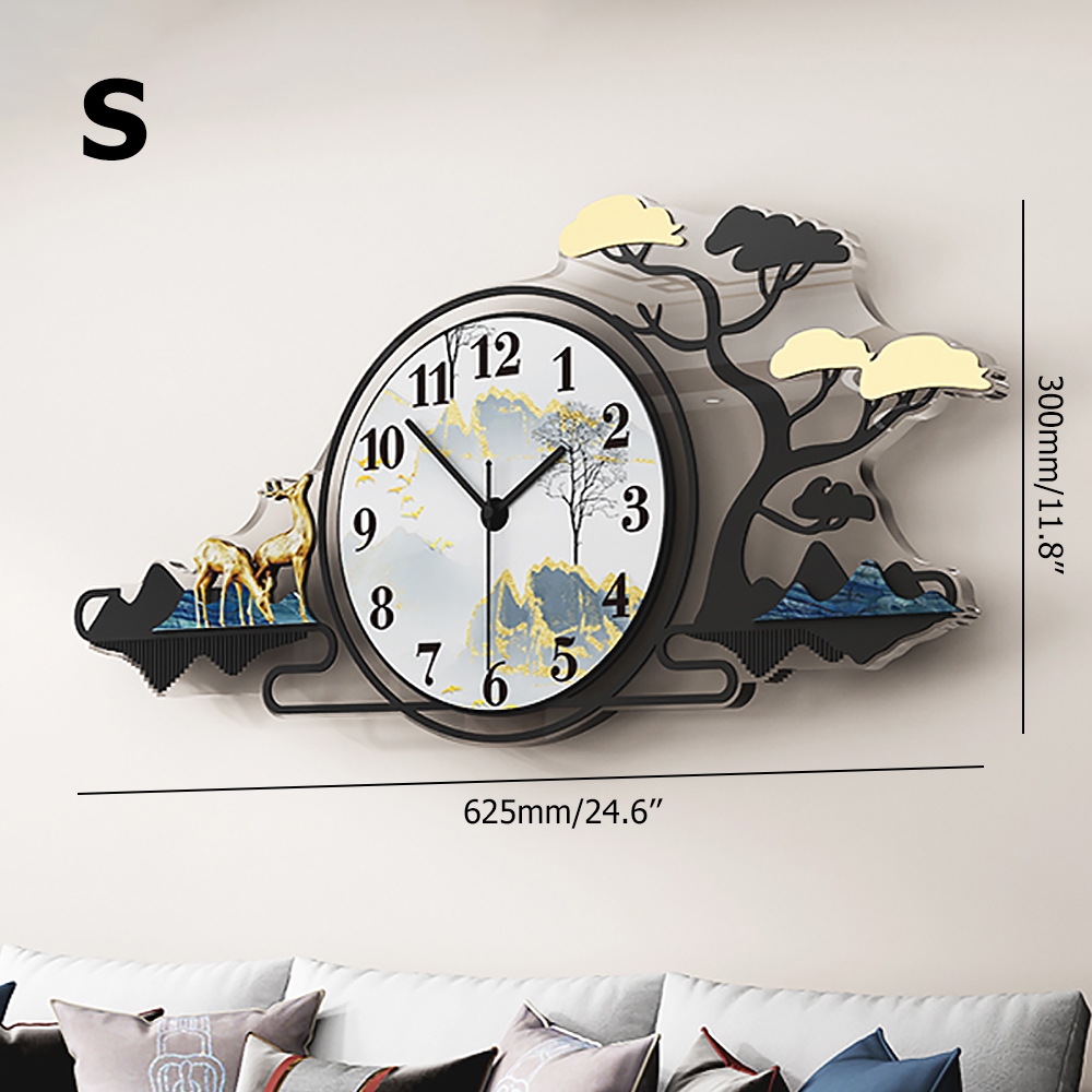 Small Rustic Modern Fashion Deer Tree Design Home Adornment Acrylic Wall Clock window image