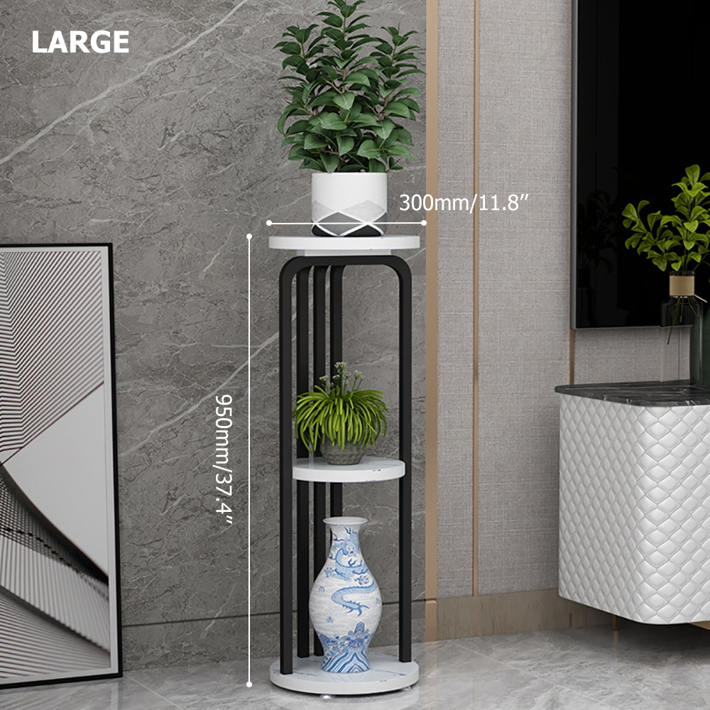 Contemporary Standing Plant Stand in Black & White-Large window image