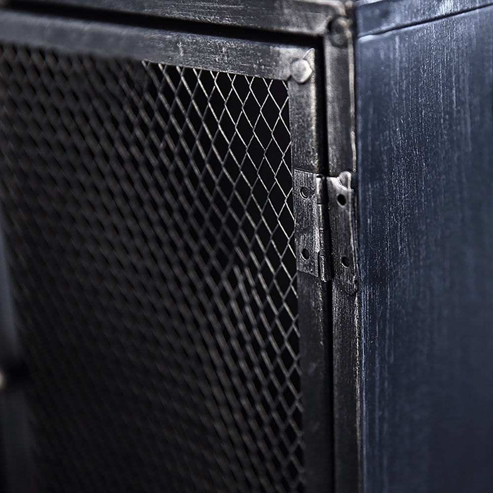 Retro Industrial Floating Shelves Storage Cabinet with Doors & Drawers window image