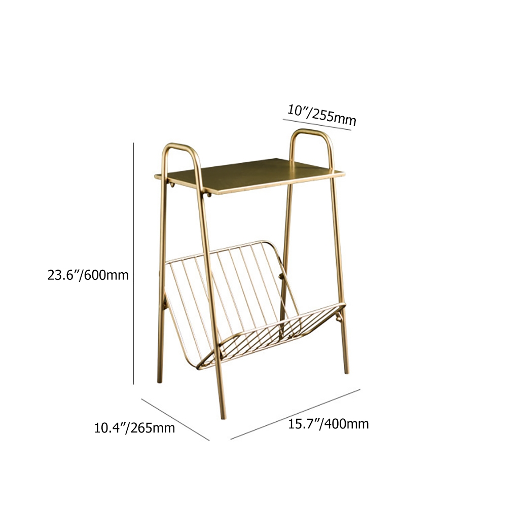 Moderm Living Room End Table with Storage in Gold Metal window image