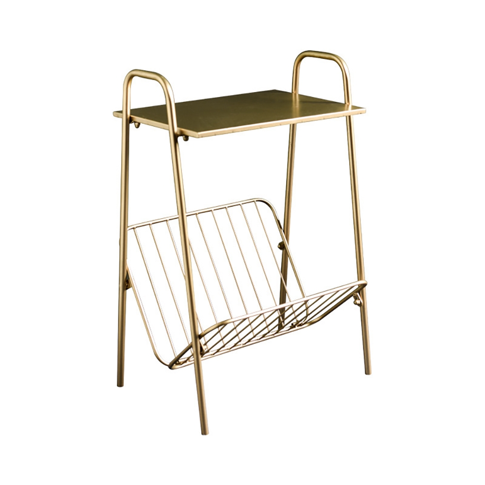 Moderm Living Room End Table with Storage in Gold Metal window image