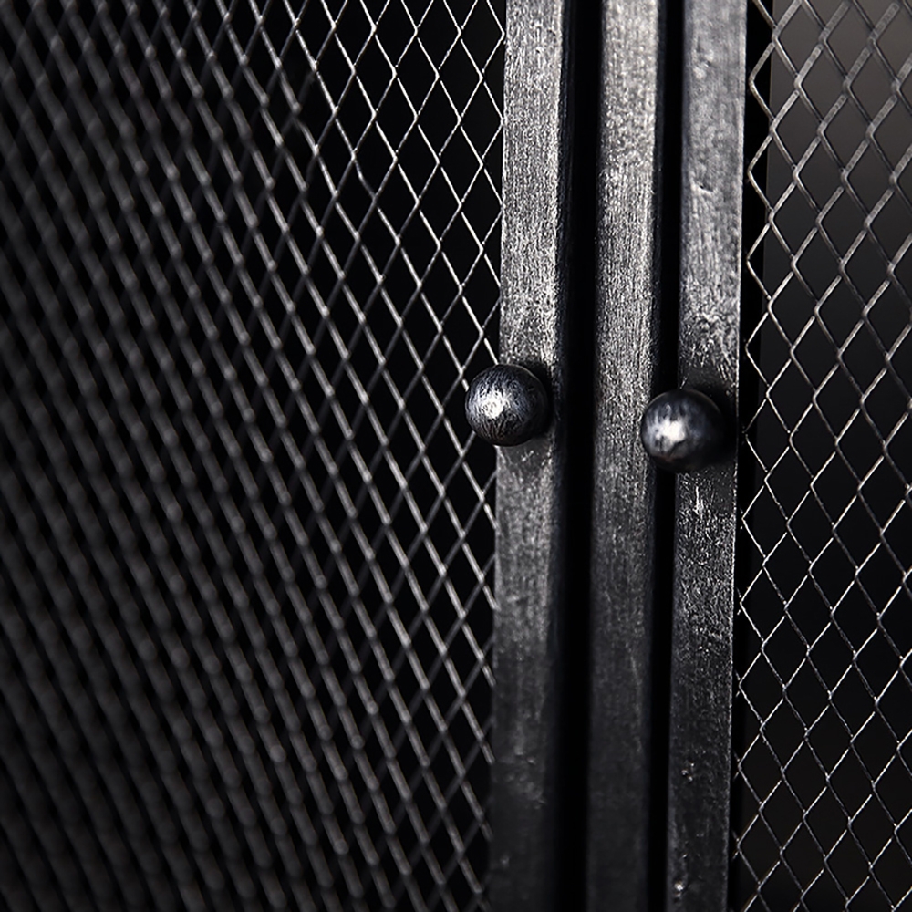 Retro Industrial Floating Shelves Storage Cabinet with Doors & Drawers window image