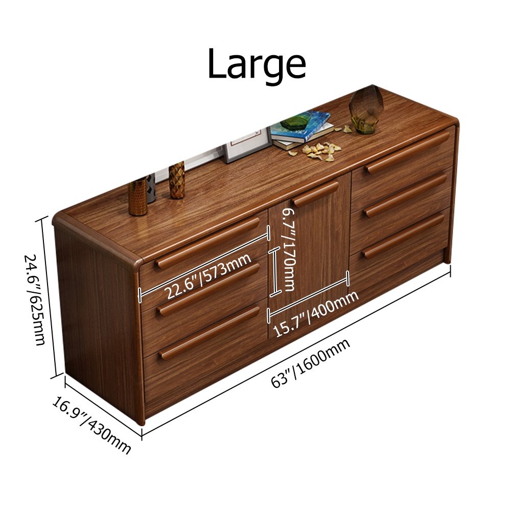 Walnut Sideboard New Chinese Style Buffet with Adjustable Shelves in Small window image