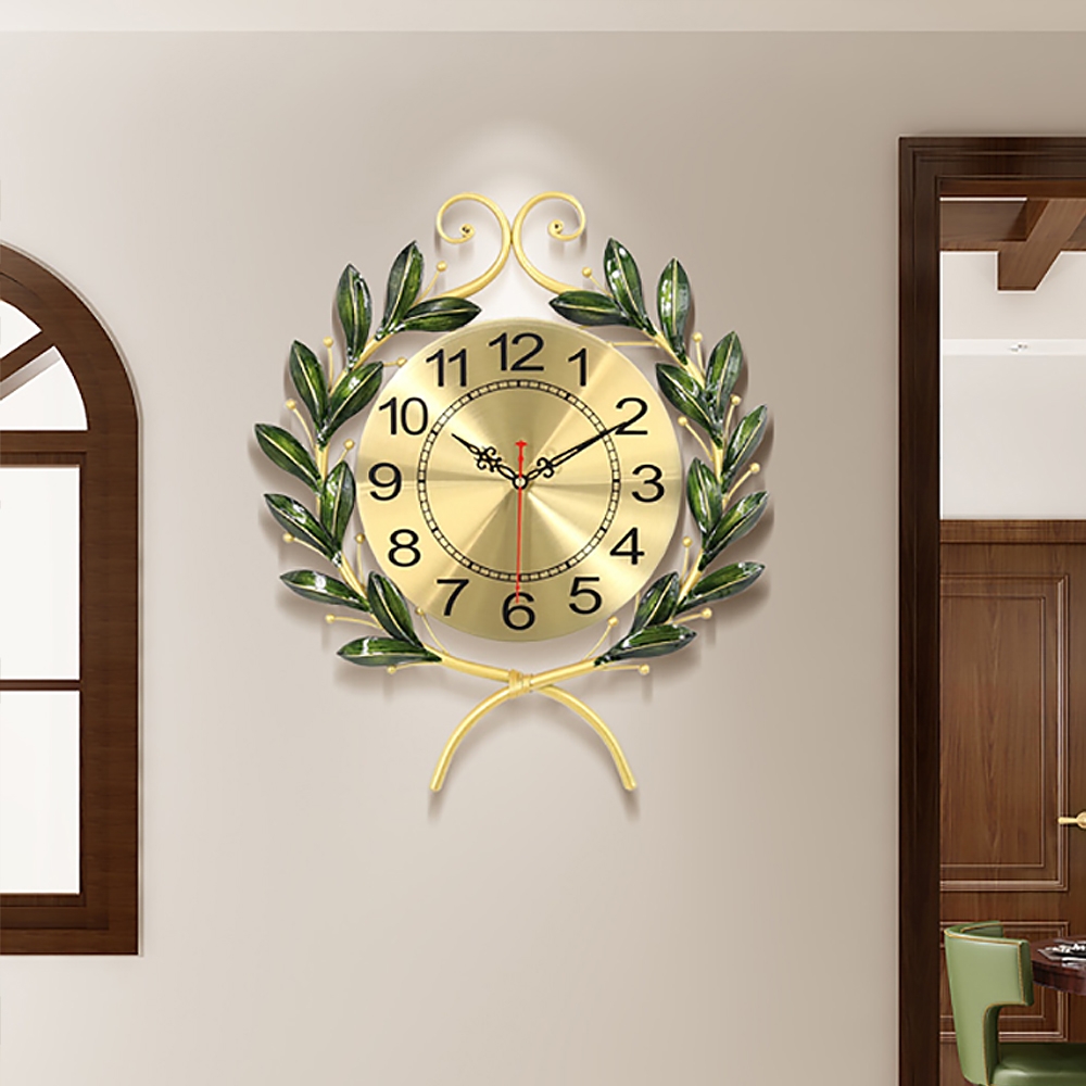 Artistic Fashion Olive Branches Leaves Wall Clock Home Decor window image