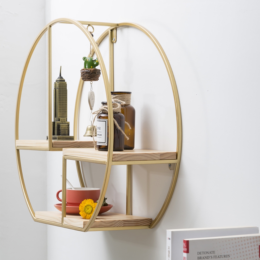 Floating Shelves Round Golden Decor Wall Shelves window image