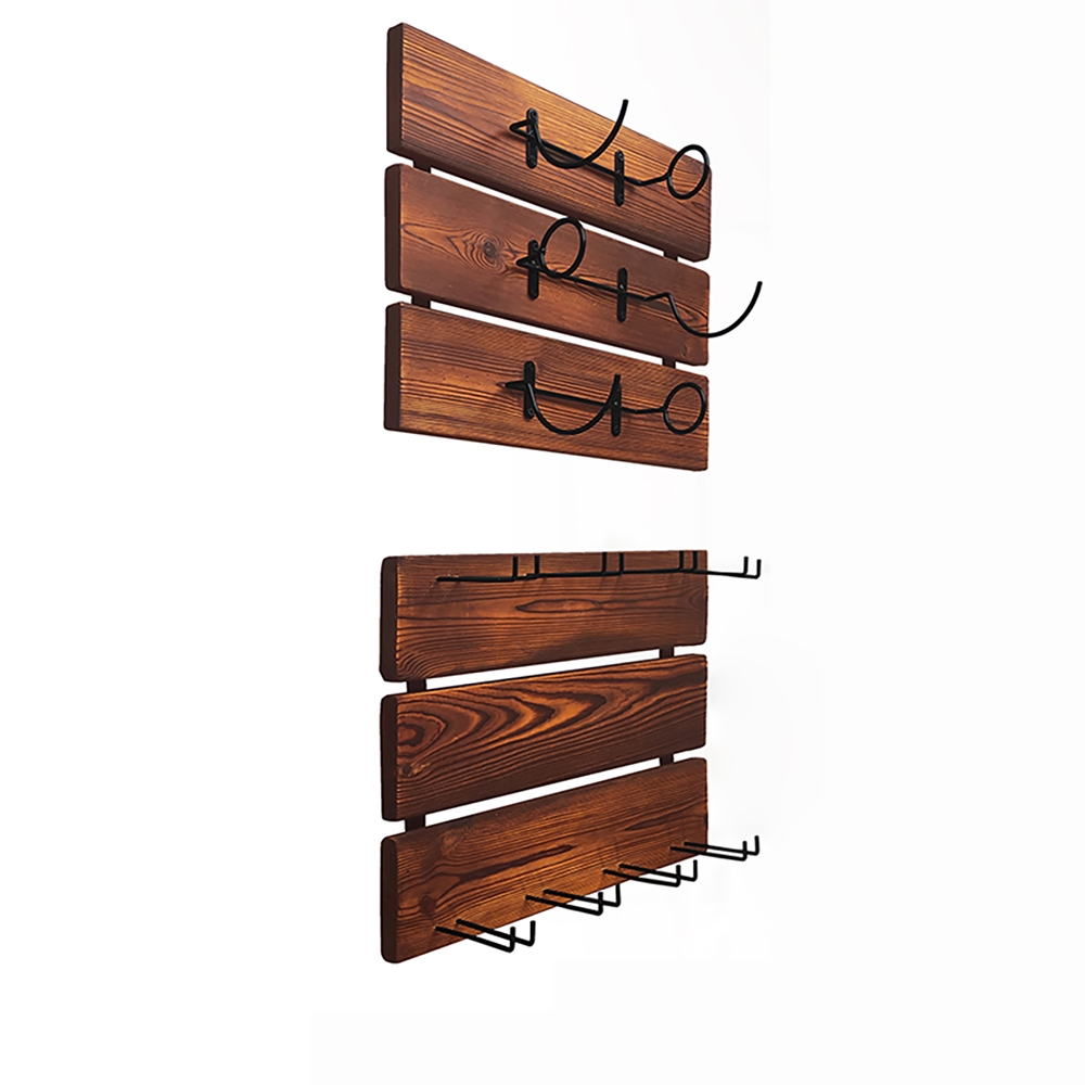 Mini étagère à vin murale en bois massif rétro avec support en verre image de fenêtre