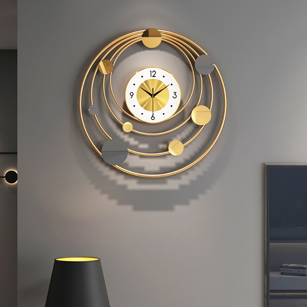 19.7" Creative Planet Geometric Metal Round Modern Design Large Wall Clock window image
