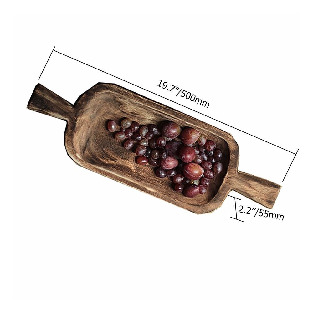 Retro Wood Table Serving Tray in Natural with Handles window image