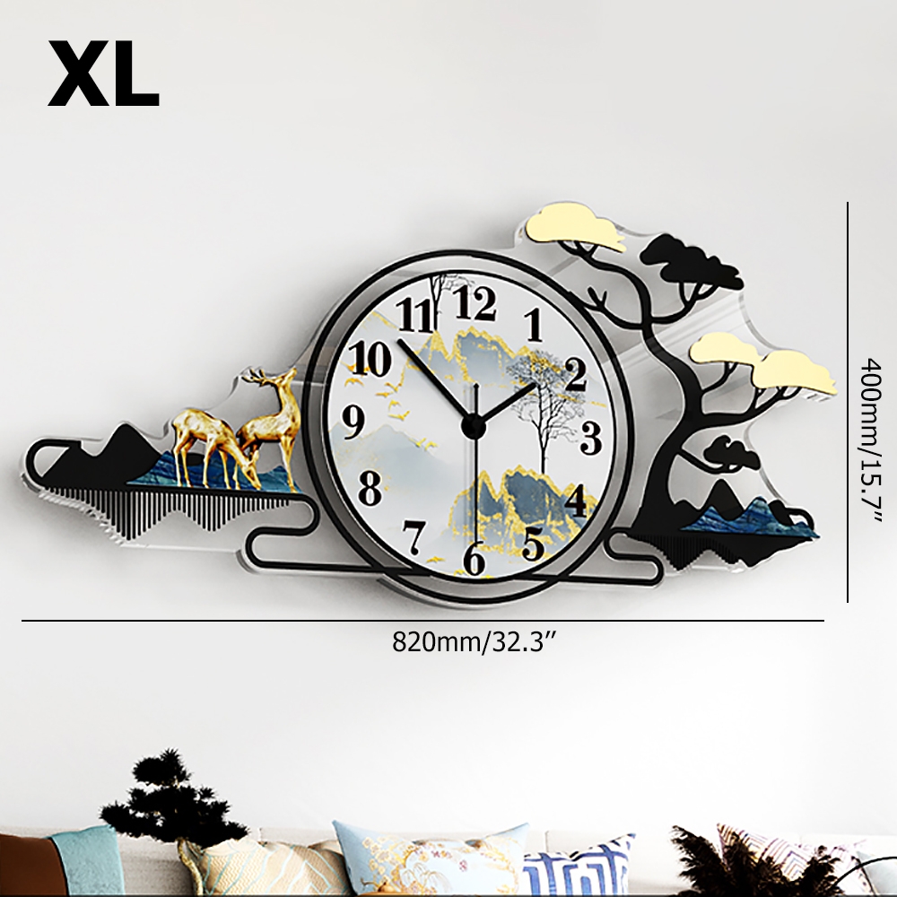 Small Rustic Modern Fashion Deer Tree Design Home Adornment Acrylic Wall Clock window image