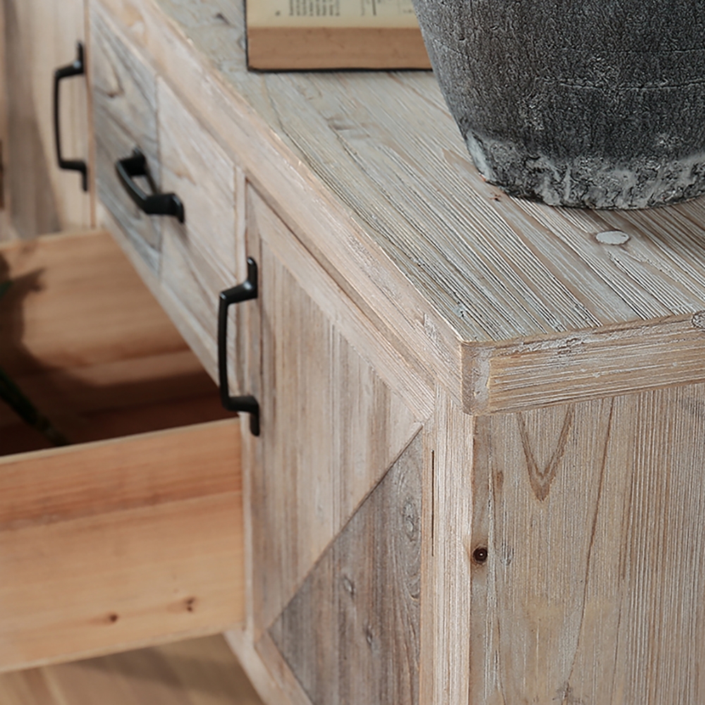 Farmhouse Wood Console Table with Drawers in Cedar & MDF Natural window image