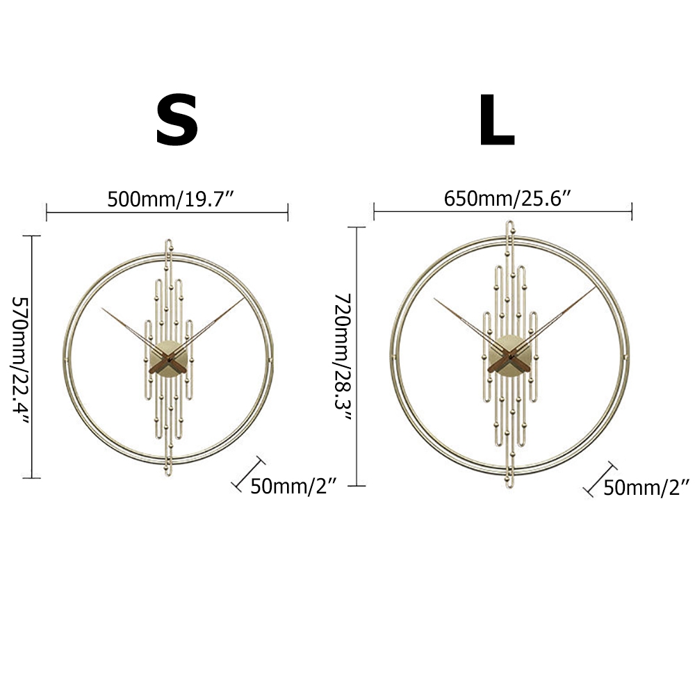 Small 3D Modern Design Oversized Golden Metal Round Wall Clock window image