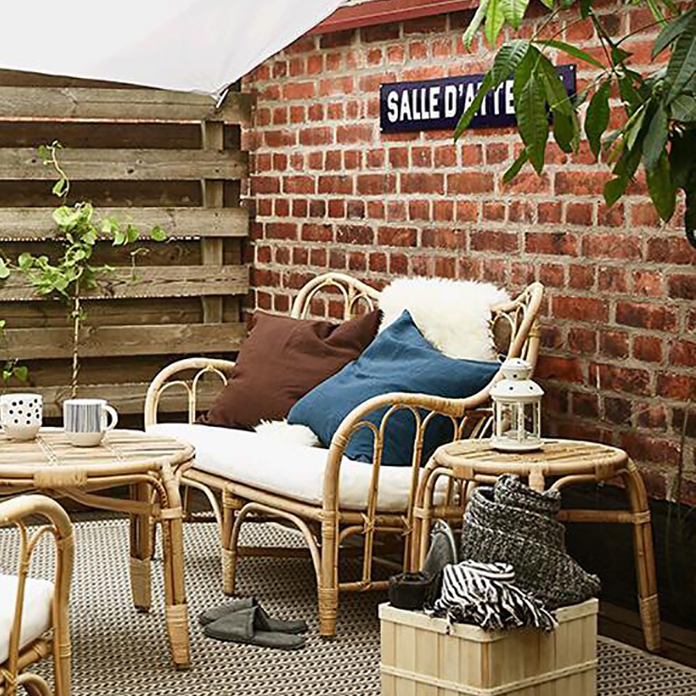 Natural Style Woven Rattan Loveseat 2-Seater Outdoor Sofa with Cushion window image