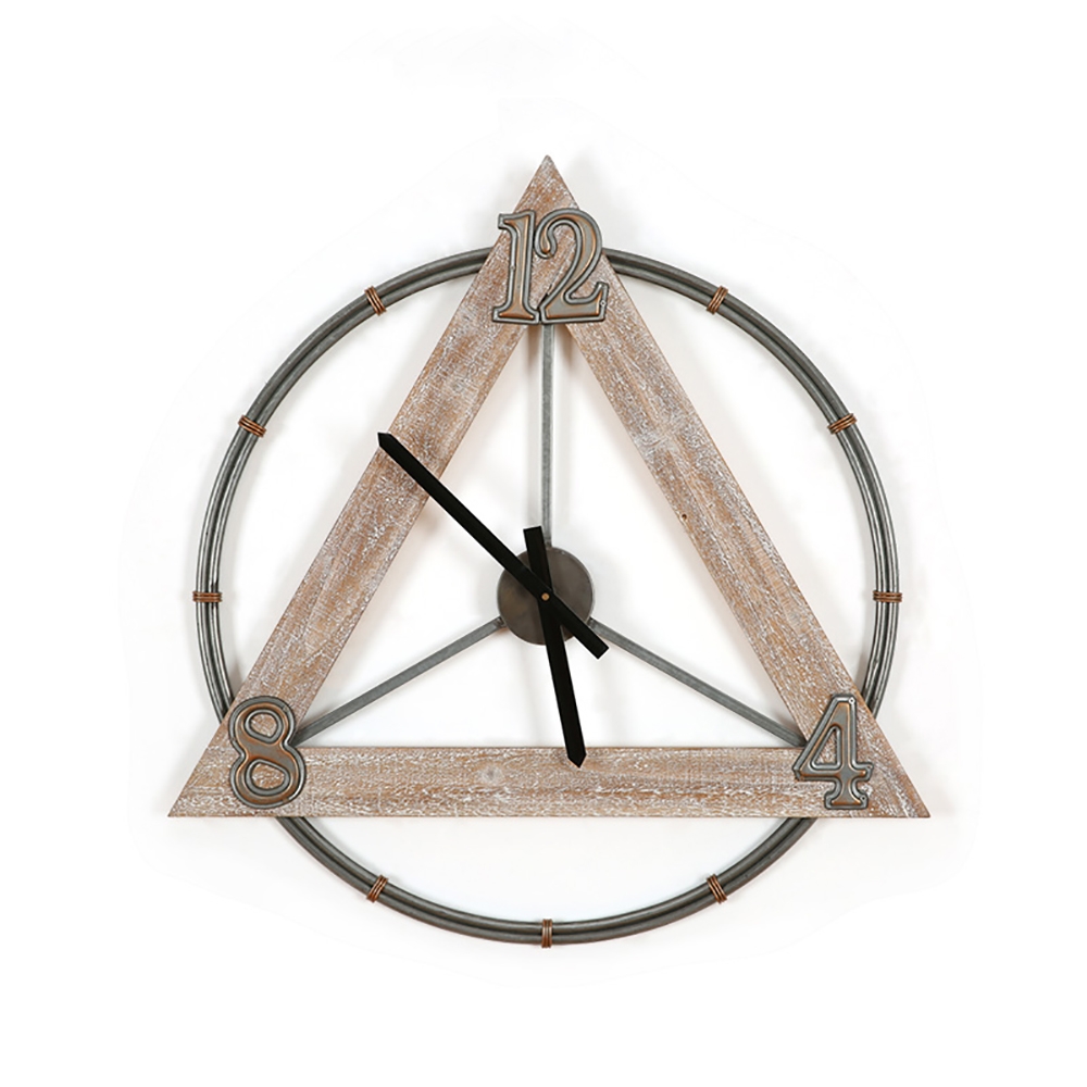 Retro-Style Oversized Wall Clock with Geometric Round&Triangle Design window image