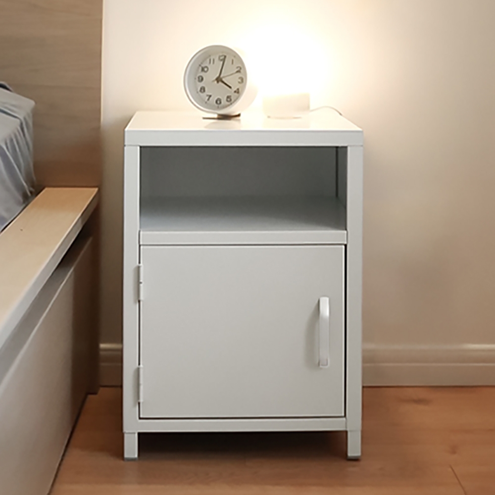 Scandinavian Style Mini Indoor Cube Storage Cabinet Steel-White window image