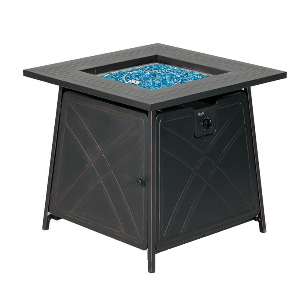 28" Outdoor Steel Propane Fire Pit Square Dining Table window image