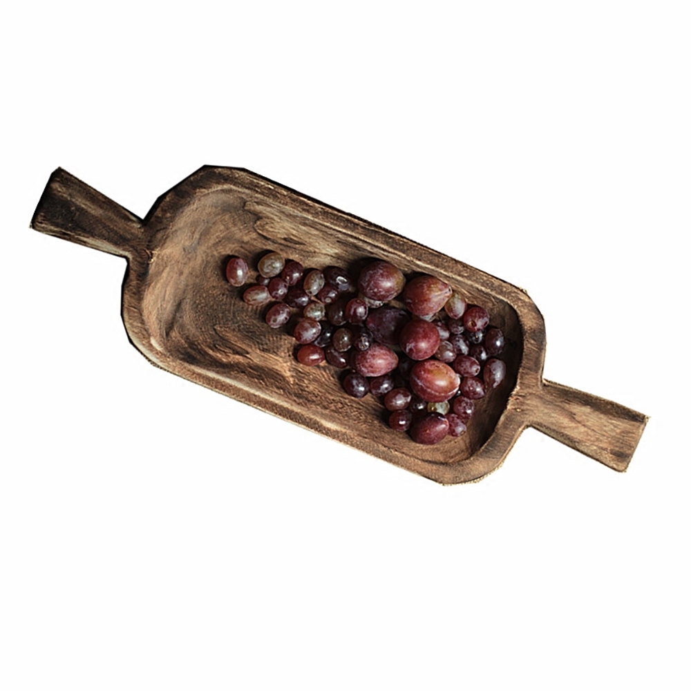 Retro Wood Table Serving Tray in Natural with Handles window image