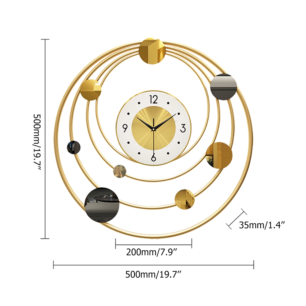 19.7" Creative Planet Geometric Metal Round Modern Design Large Wall Clock window image