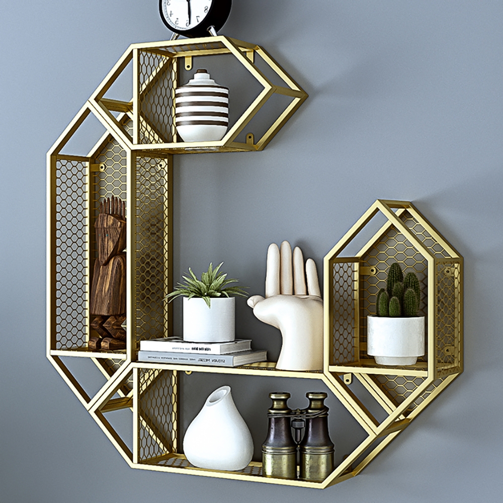 Geometrical Floating Shelves Wall Display Shelves window image