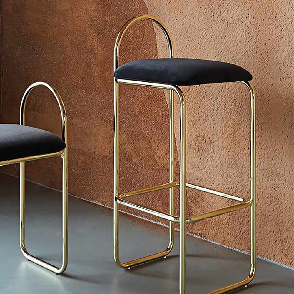 Modern Bar Stool Upholstery Velvet Bar Chair 36.4" in Gold Finish window image