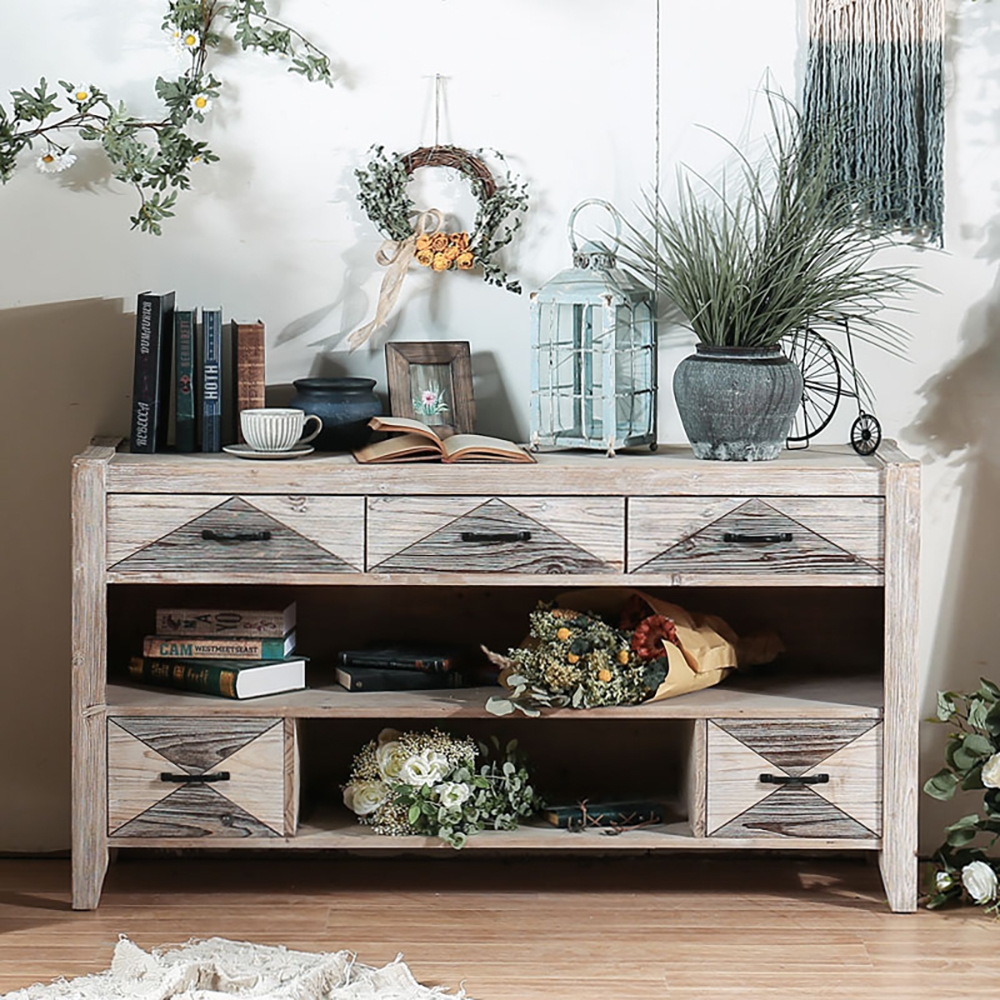 Rustic Console Table with Storage in Natural with Cedar & MDF window image