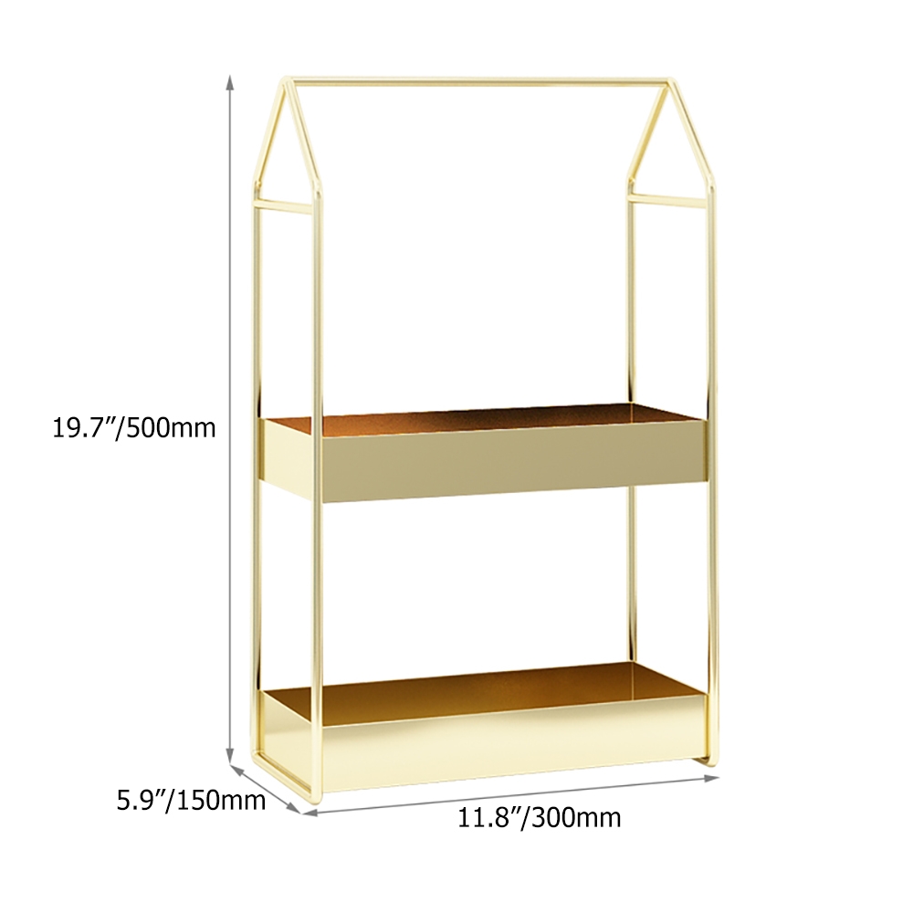 2-Tier Makeup Desk Organizer Dressing Storage Shelf window image