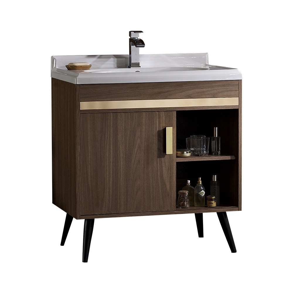 810mm Free-Standing Bathroom Vanity Integral Ceramic Basin Bathroom Cabinet window image