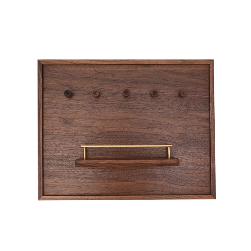 Walnut Electric Box Cover Pinboard with Brass Shelf window image