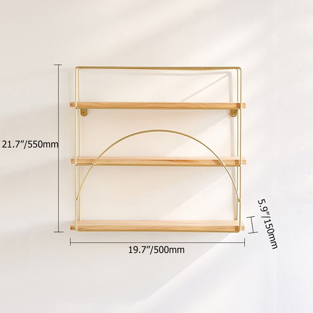 3-Tier Decor Wall Mounted Shelves Display Floating Shelf in Gold window image