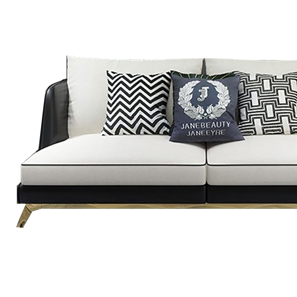 82.7" Modern Upholstered Sofa Fabirc&leather Sofa in Gold Legs window image