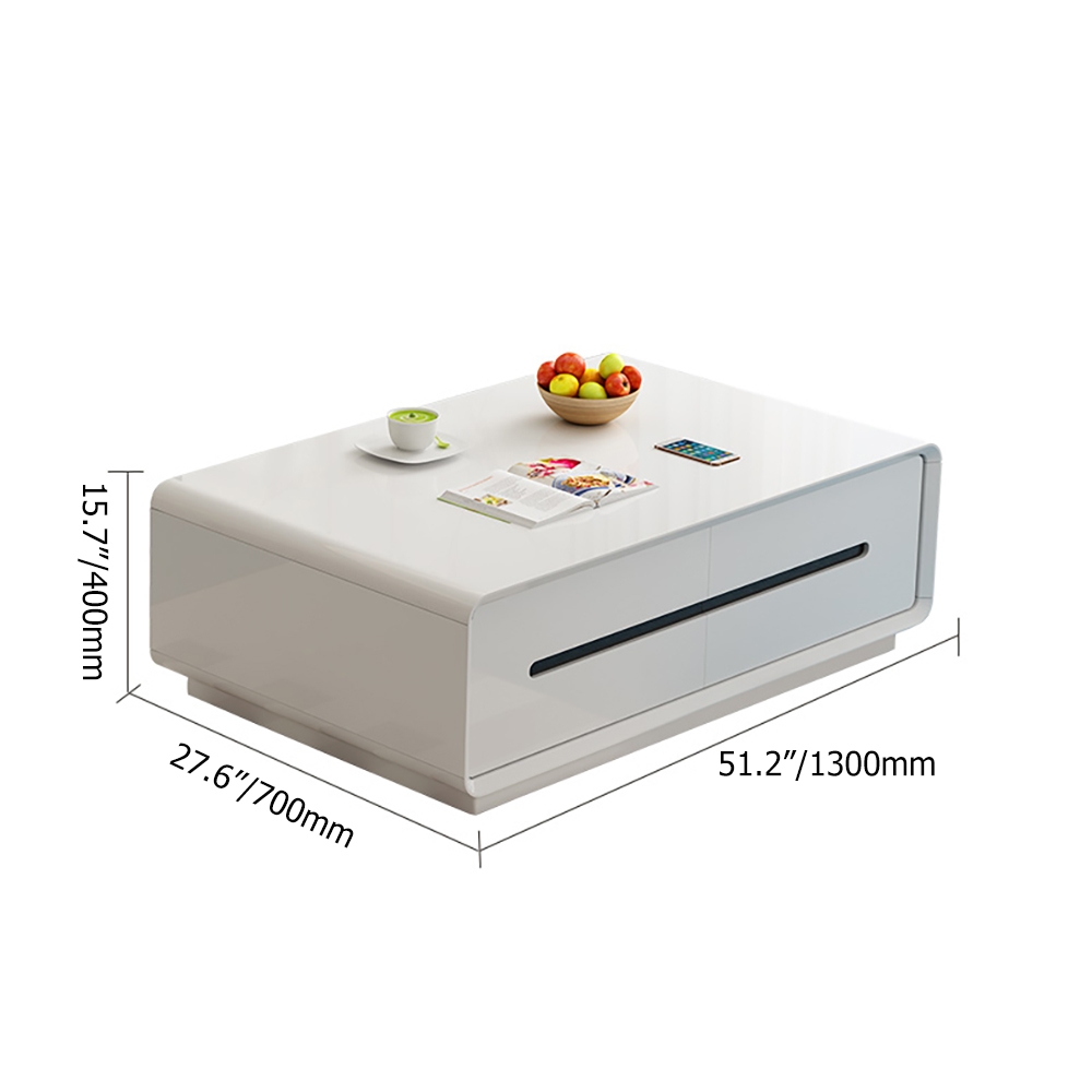 Modern White Coffee Table with Storage in Wood window image